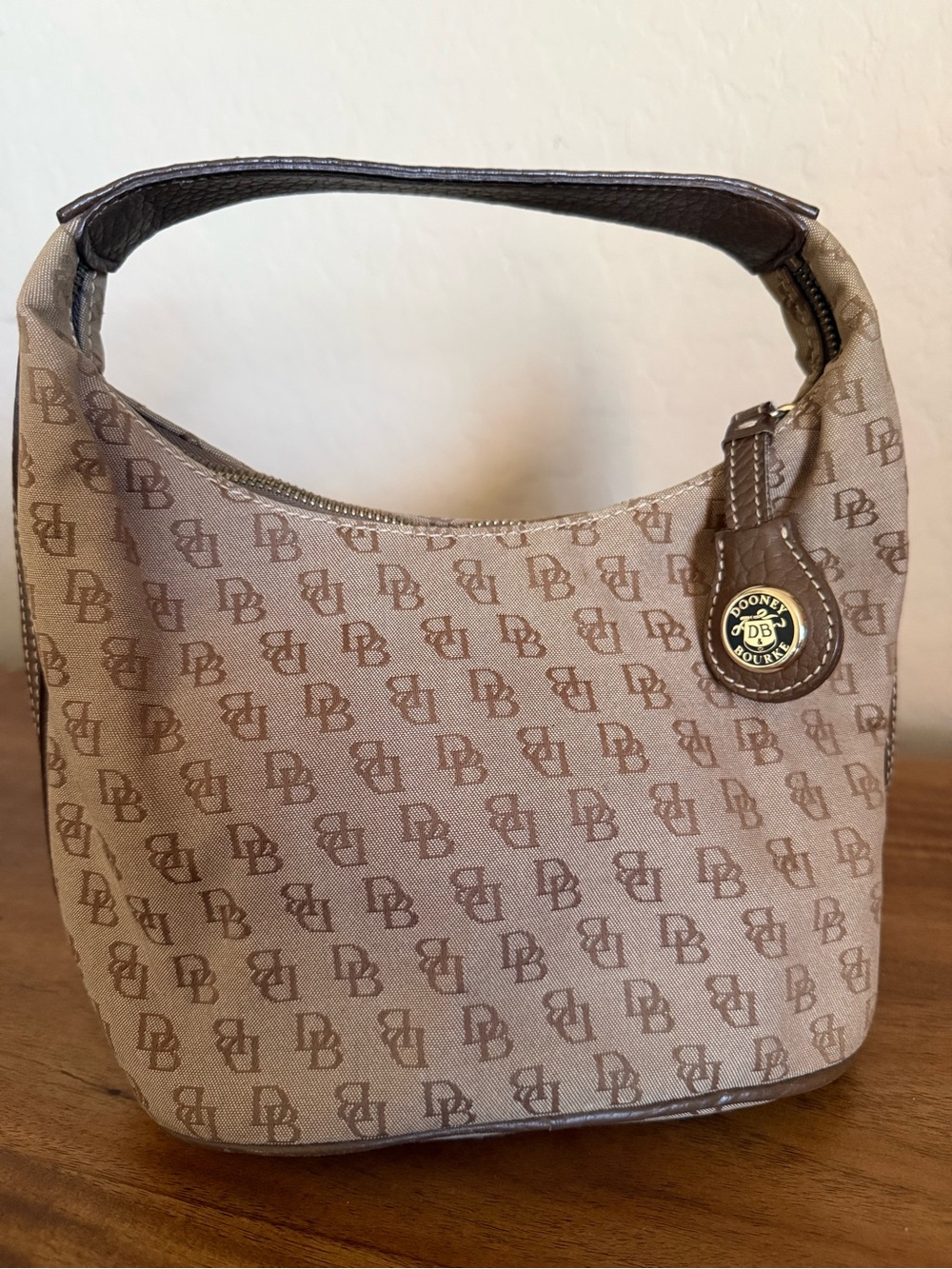 Vintage Dooney & Bourke Signature Monogram Hobo Bag